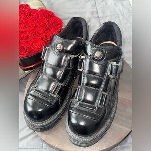 Aldo Stone Ridge Chunky Tech Sole Strap Shoes Black Leather Industrial EU 46